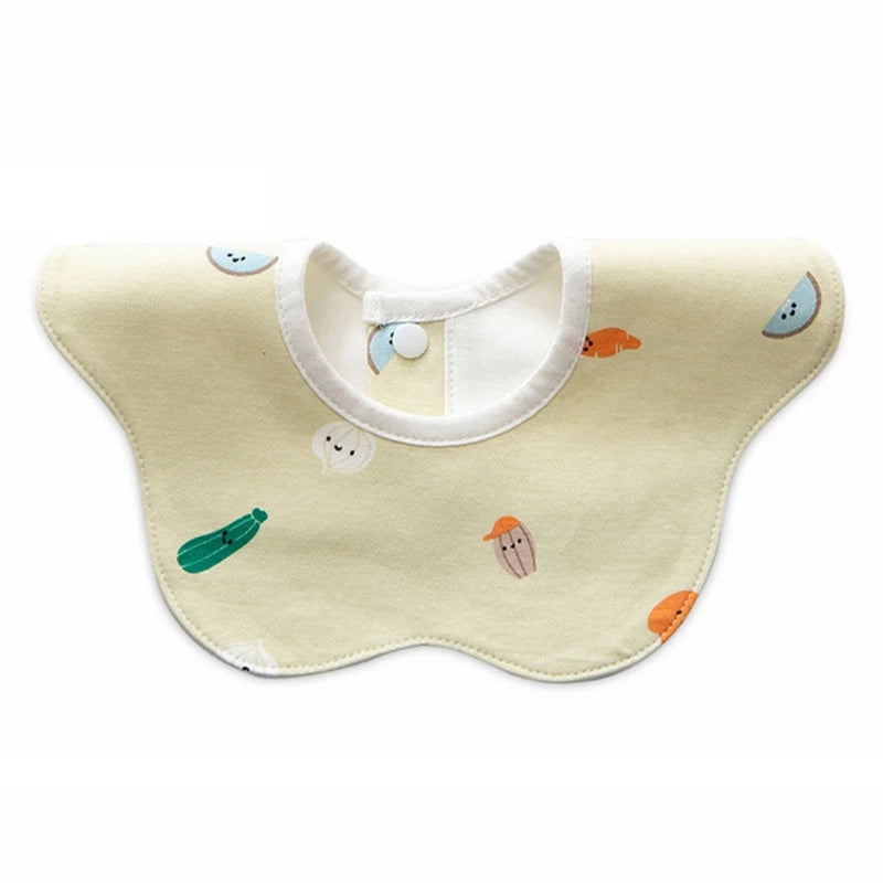 Baby Bib Round Petal Printed Cotton Saliva Towel 360 Degree Rotation Burp Cloth