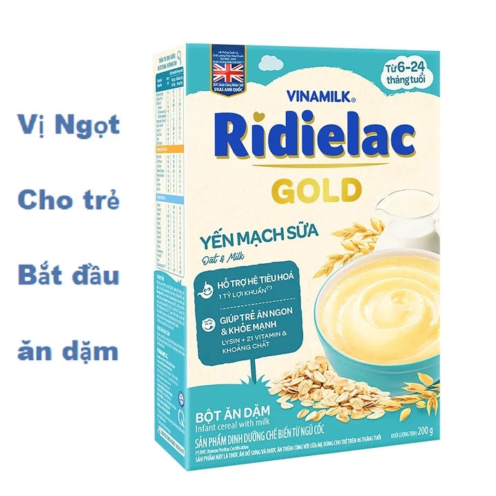 RIDIELAC Gold Vinamilk baby cereal powder with all flavors (200g paper box)