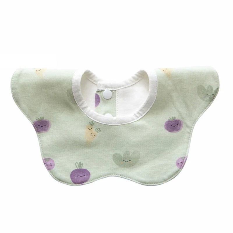 Baby Bib Round Petal Printed Cotton Saliva Towel 360 Degree Rotation Burp Cloth