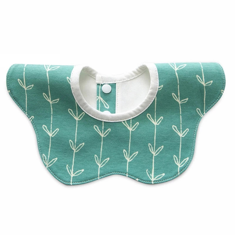 Baby Bib Round Petal Printed Cotton Saliva Towel 360 Degree Rotation Burp Cloth