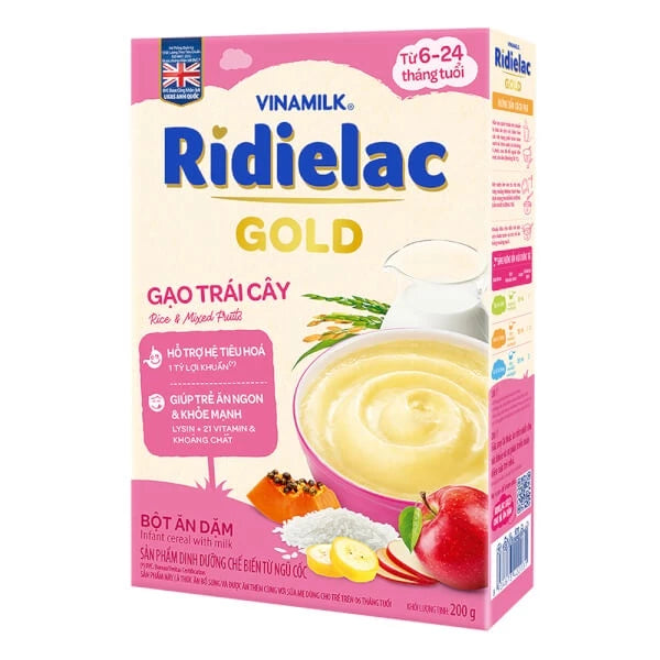 RIDIELAC Gold Vinamilk baby cereal powder with all flavors (200g paper box)