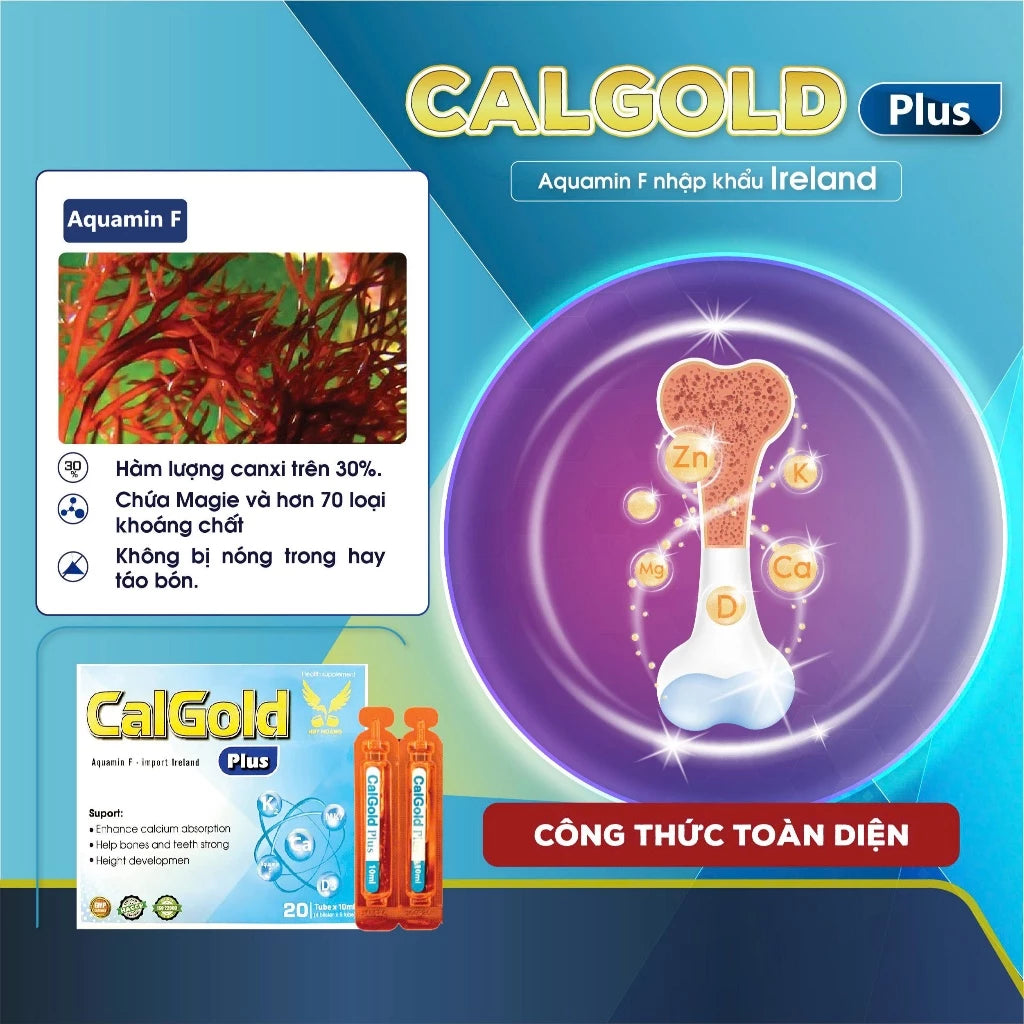 Calgold Plus organic calcium helps increase height, strong bones and teeth (20 tubes)