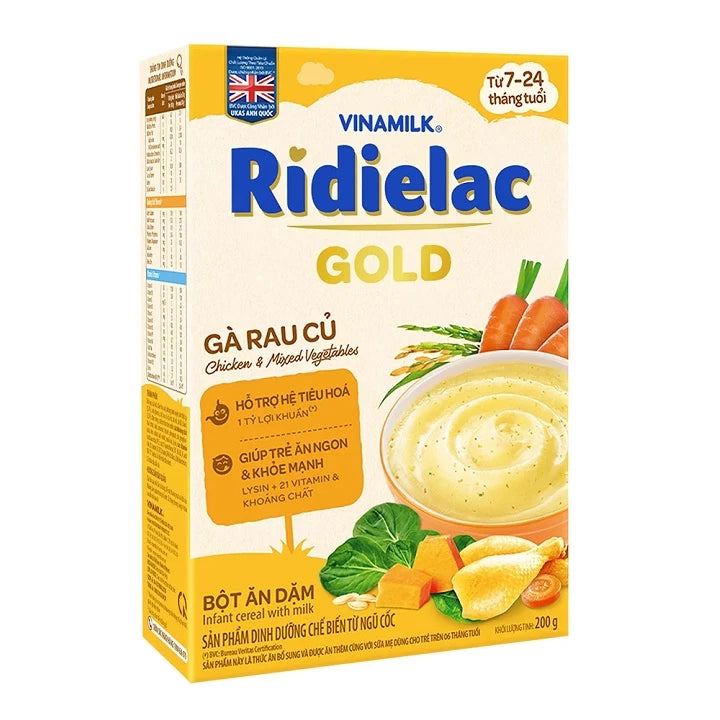 RIDIELAC Gold Vinamilk baby cereal powder with all flavors (200g paper box)