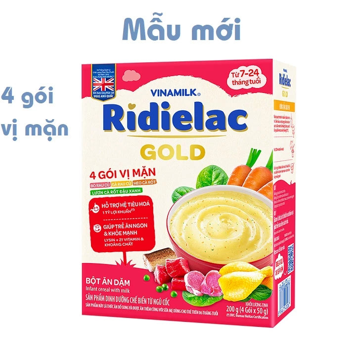 RIDIELAC Gold Vinamilk baby cereal powder with all flavors (200g paper box)