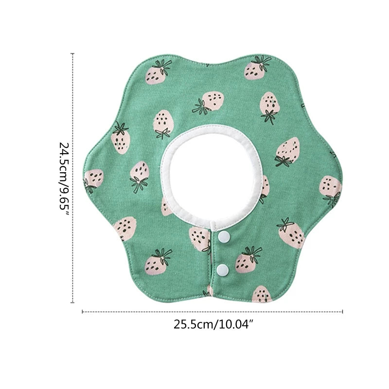 Baby Bib Round Petal Printed Cotton Saliva Towel 360 Degree Rotation Burp Cloth
