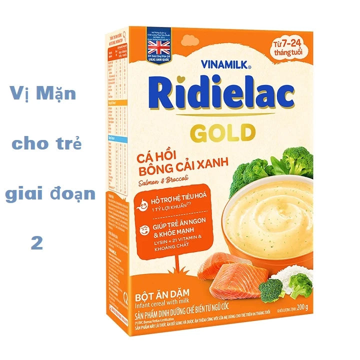 RIDIELAC Gold Vinamilk baby cereal powder with all flavors (200g paper box)