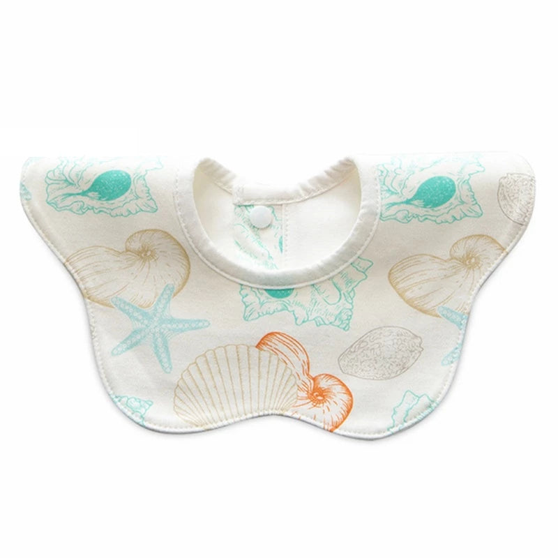 Baby Bib Round Petal Printed Cotton Saliva Towel 360 Degree Rotation Burp Cloth