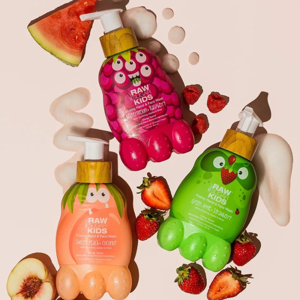 Raw Sugar Kids Foaming Soap and Imported Shampoo and Conditioner