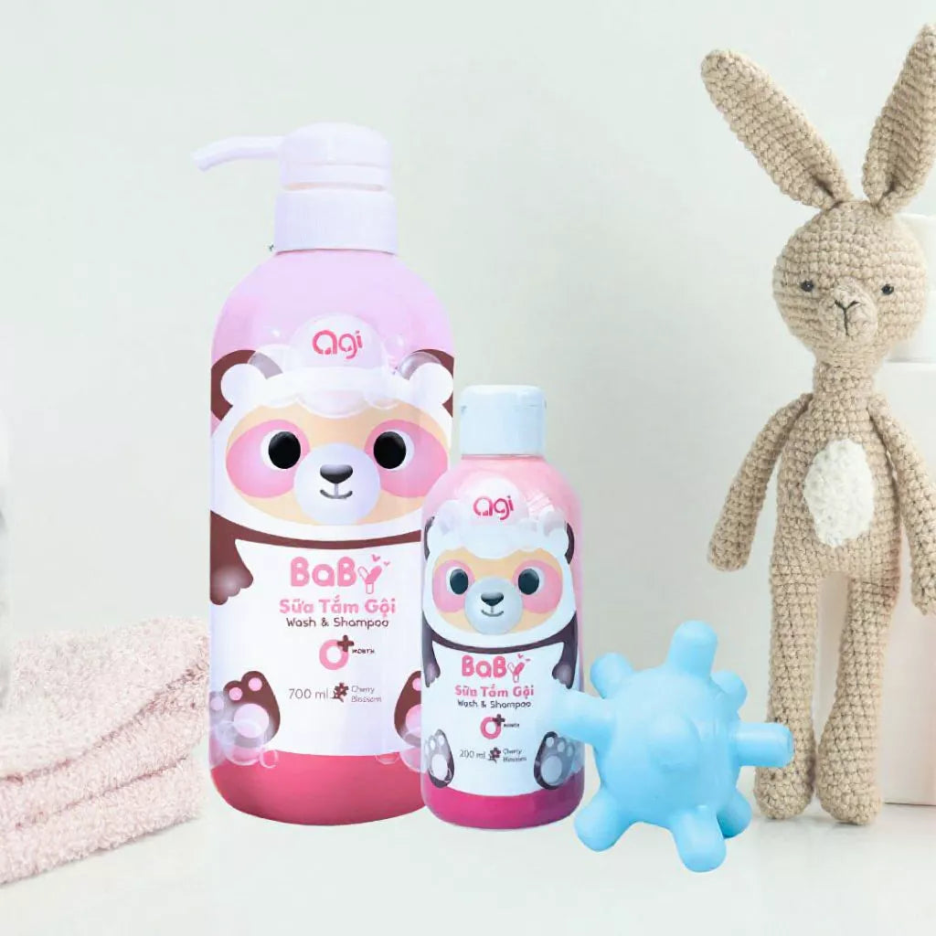 Agi 200/700ml shower gel and shampoo - 2 in 1 full body shower gel for babies, safe and gentle