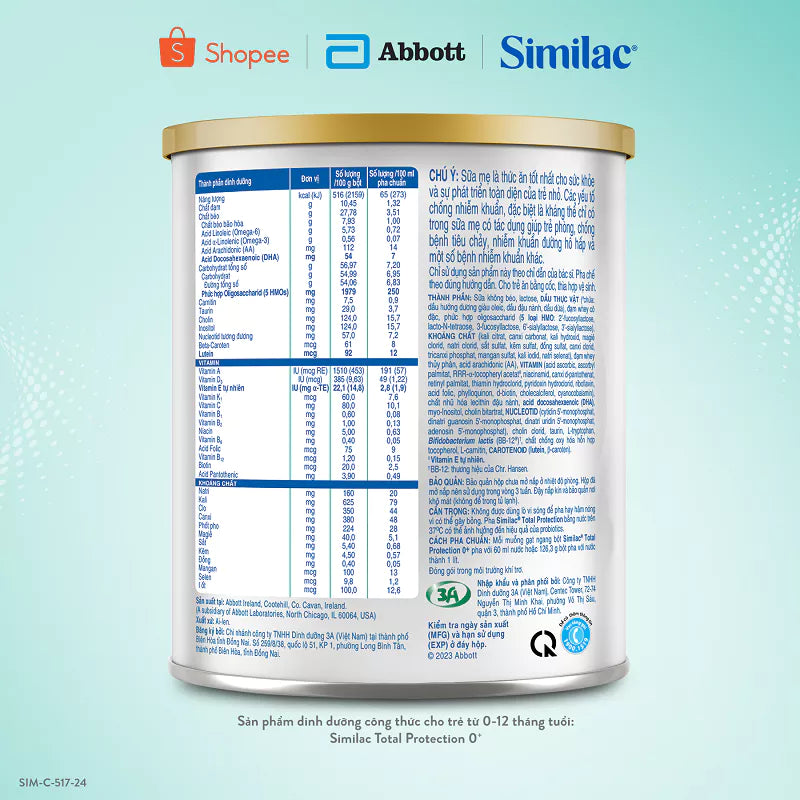 Similac® Total Protection 0+ 380g for babies from 0 - 12 months old (Suitable for babies born by cesarean section)