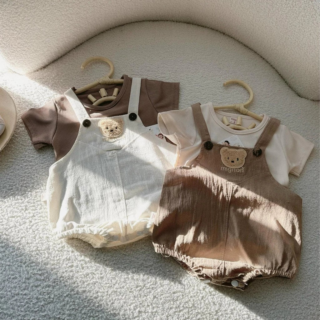 Linen bib set with cotton shirt