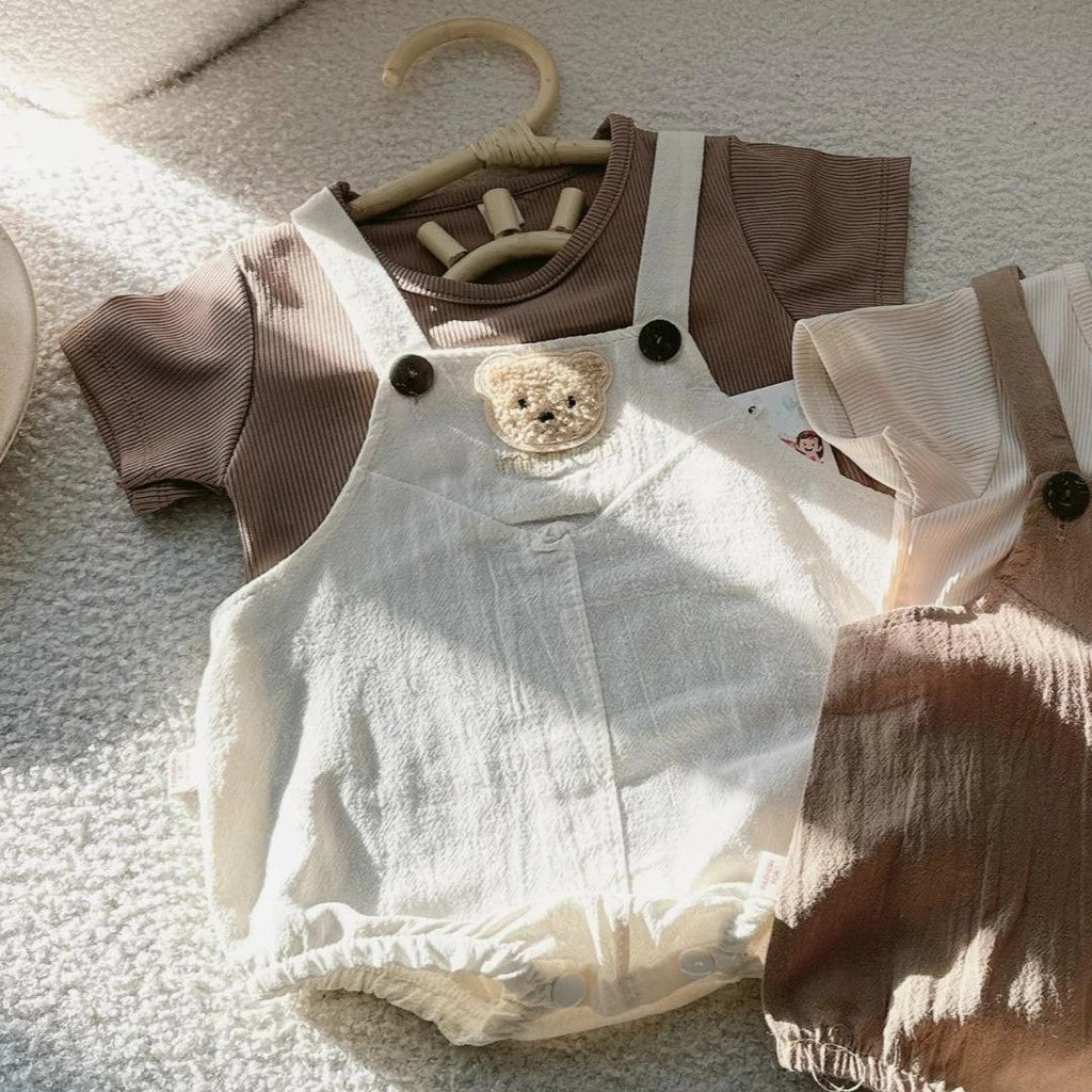 Linen bib set with cotton shirt