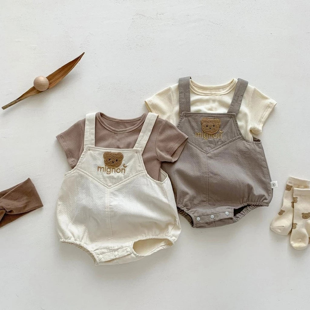 Linen bib set with cotton shirt