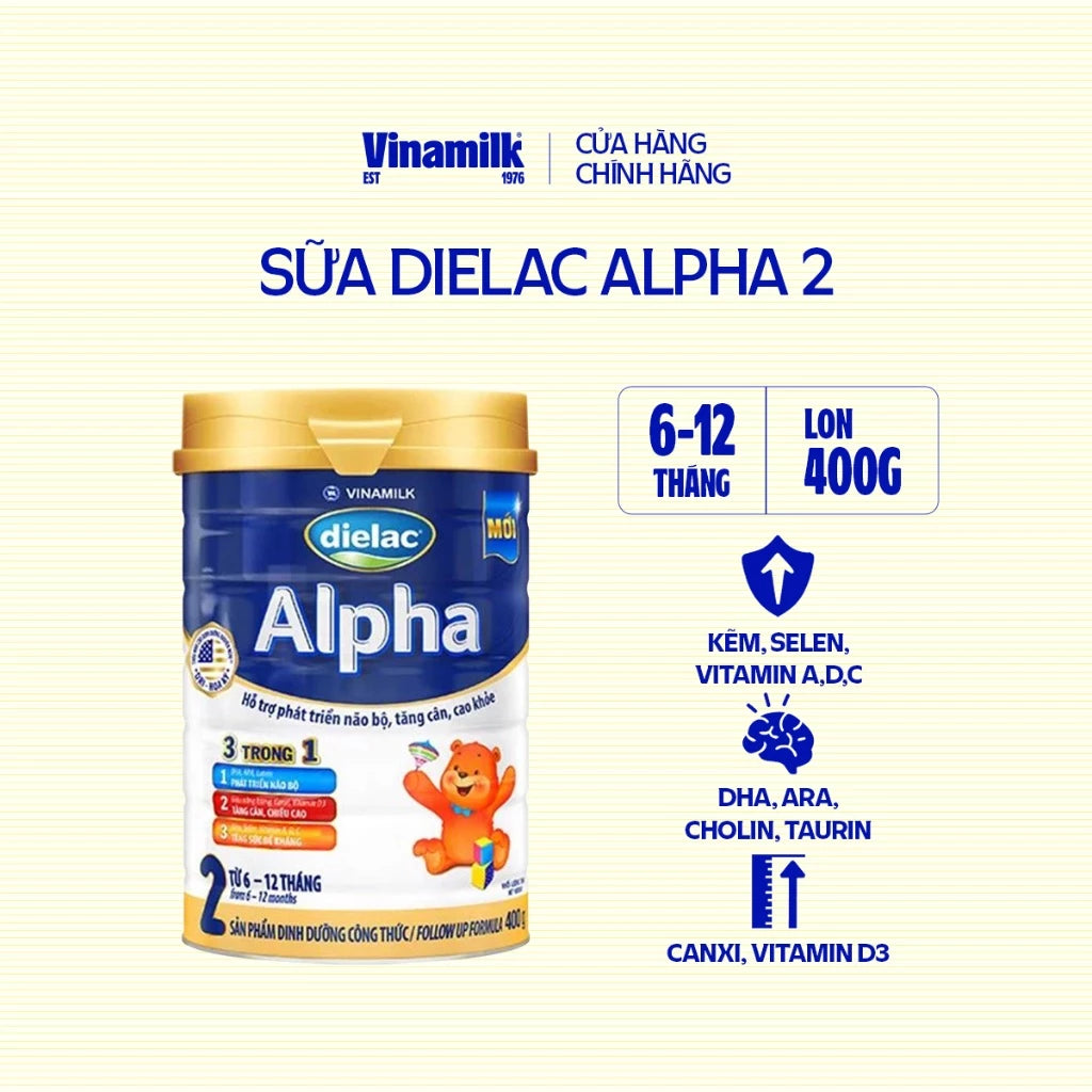 Dielac Alpha 2 Powdered Milk - 400g Tin Box