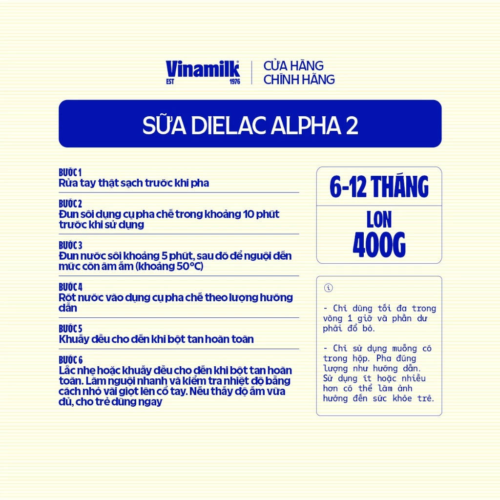 Dielac Alpha 2 Powdered Milk - 400g Tin Box