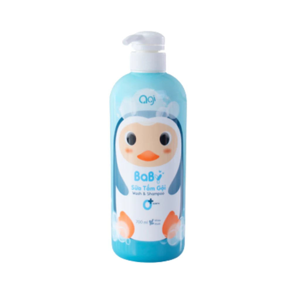 Agi 200/700ml shower gel and shampoo - 2 in 1 full body shower gel for babies, safe and gentle