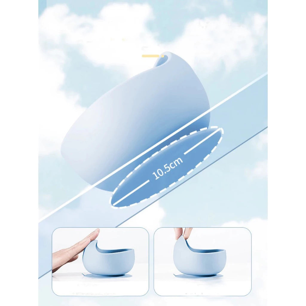 Silicone domed baby bowl set with wooden spoon for easy self-feeding, suction cup base sticks to the table without worrying about spilling