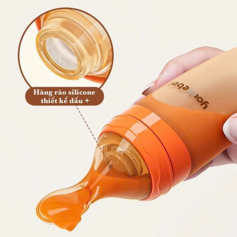 Youkebei 120ml Silicone Baby Feeding Spoon Bottle, With Volume Marking, Easy To Feed Porridge, Powder, Milk