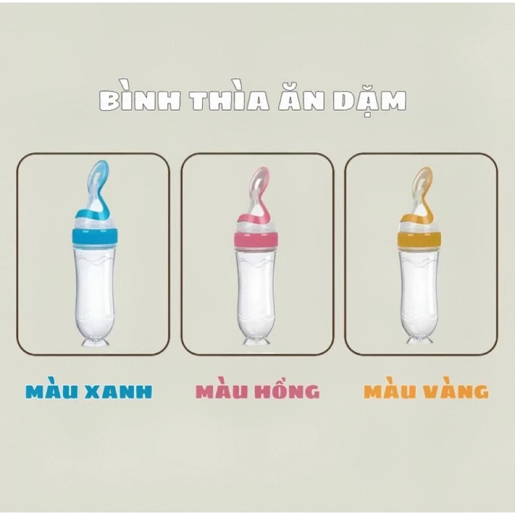 Youkebei 120ml Silicone Baby Feeding Spoon Bottle, With Volume Marking, Easy To Feed Porridge, Powder, Milk