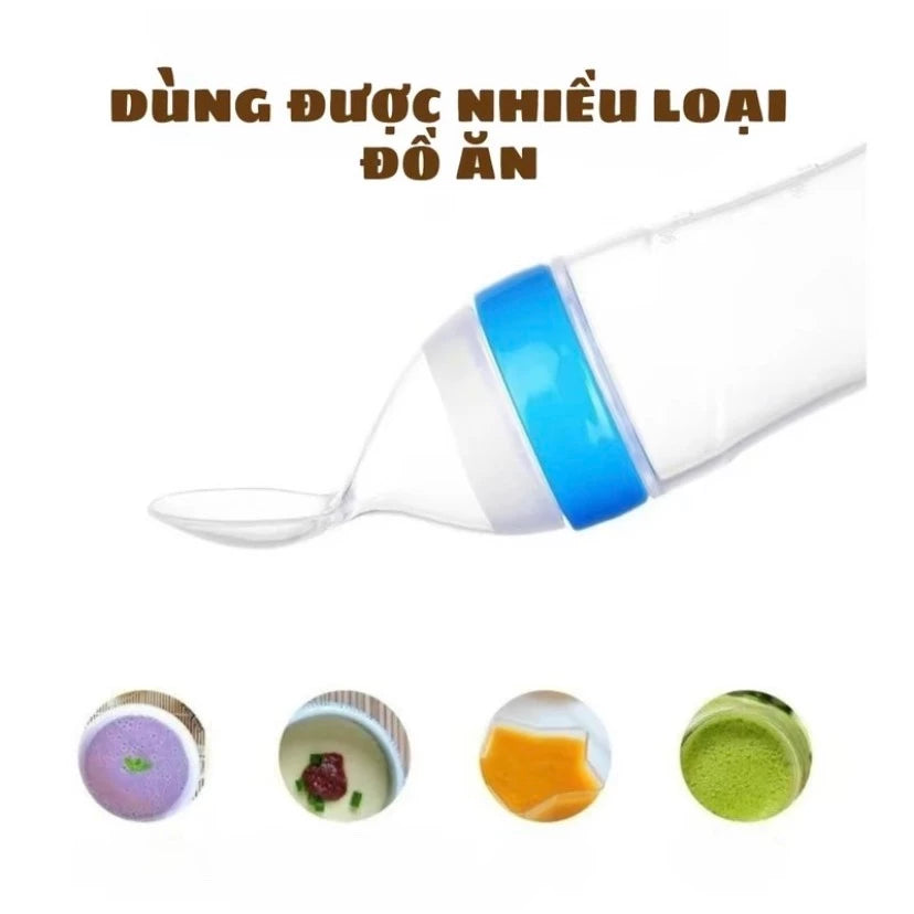 Youkebei 120ml Silicone Baby Feeding Spoon Bottle, With Volume Marking, Easy To Feed Porridge, Powder, Milk