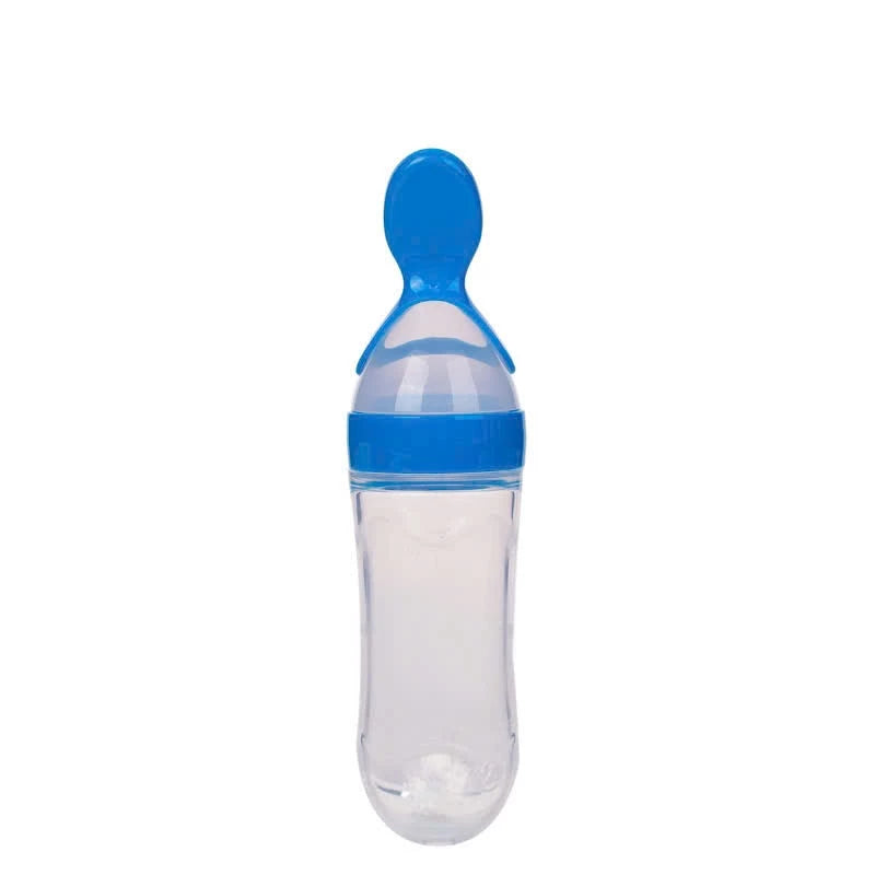 Youkebei 120ml Silicone Baby Feeding Spoon Bottle, With Volume Marking, Easy To Feed Porridge, Powder, Milk