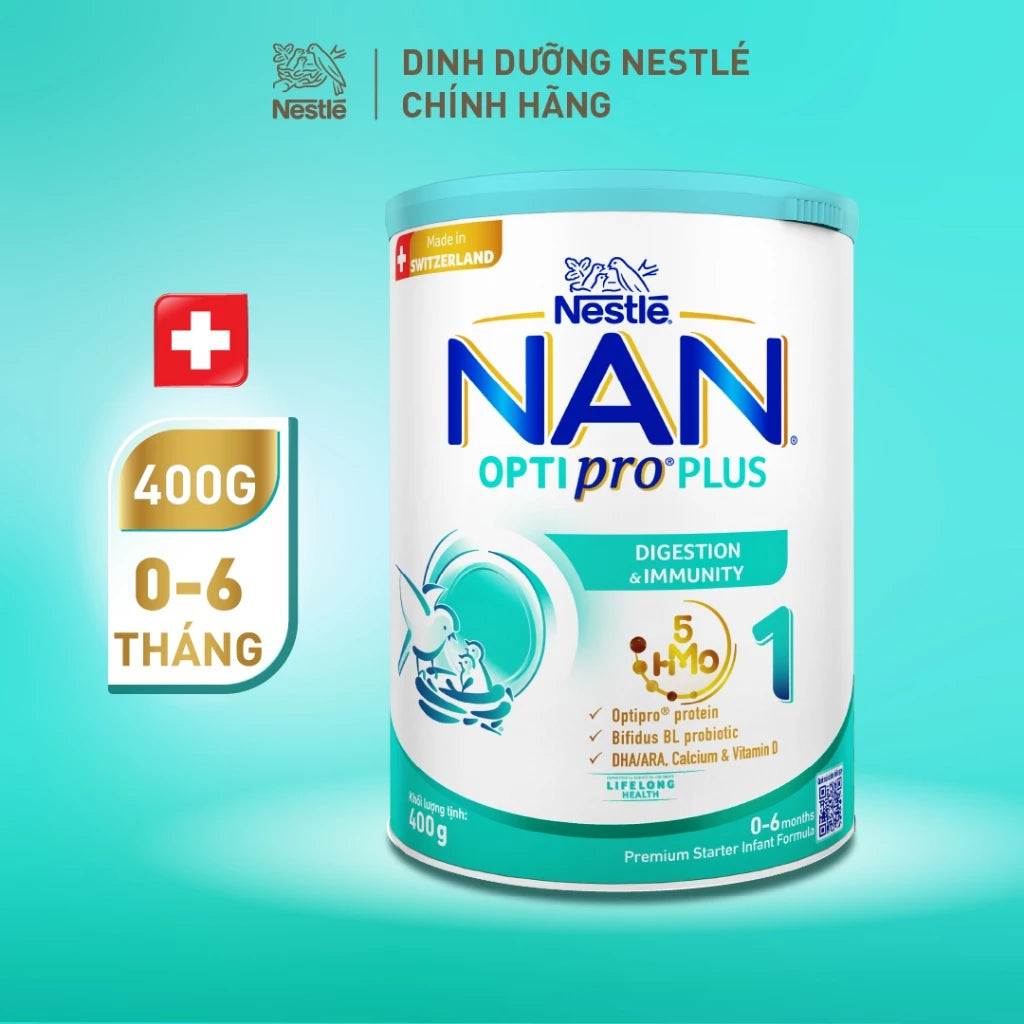 Nestlé NAN OPTIPRO PLUS 1 Powdered Milk 400g/can with 5HMO Made in Switzerland