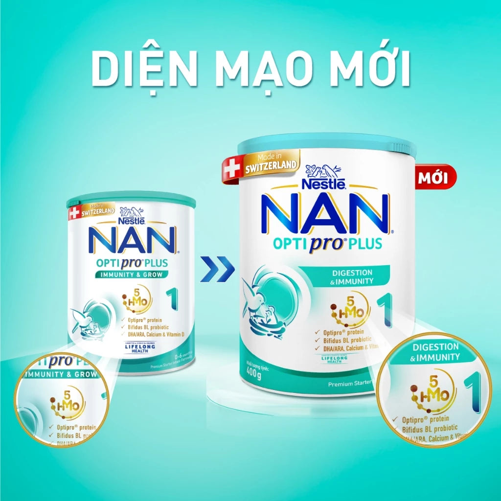 Nestlé NAN OPTIPRO PLUS 1 Powdered Milk 400g/can with 5HMO Made in Switzerland