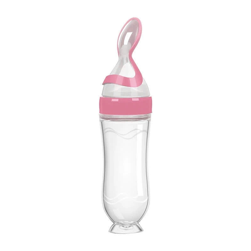Youkebei 120ml Silicone Baby Feeding Spoon Bottle, With Volume Marking, Easy To Feed Porridge, Powder, Milk