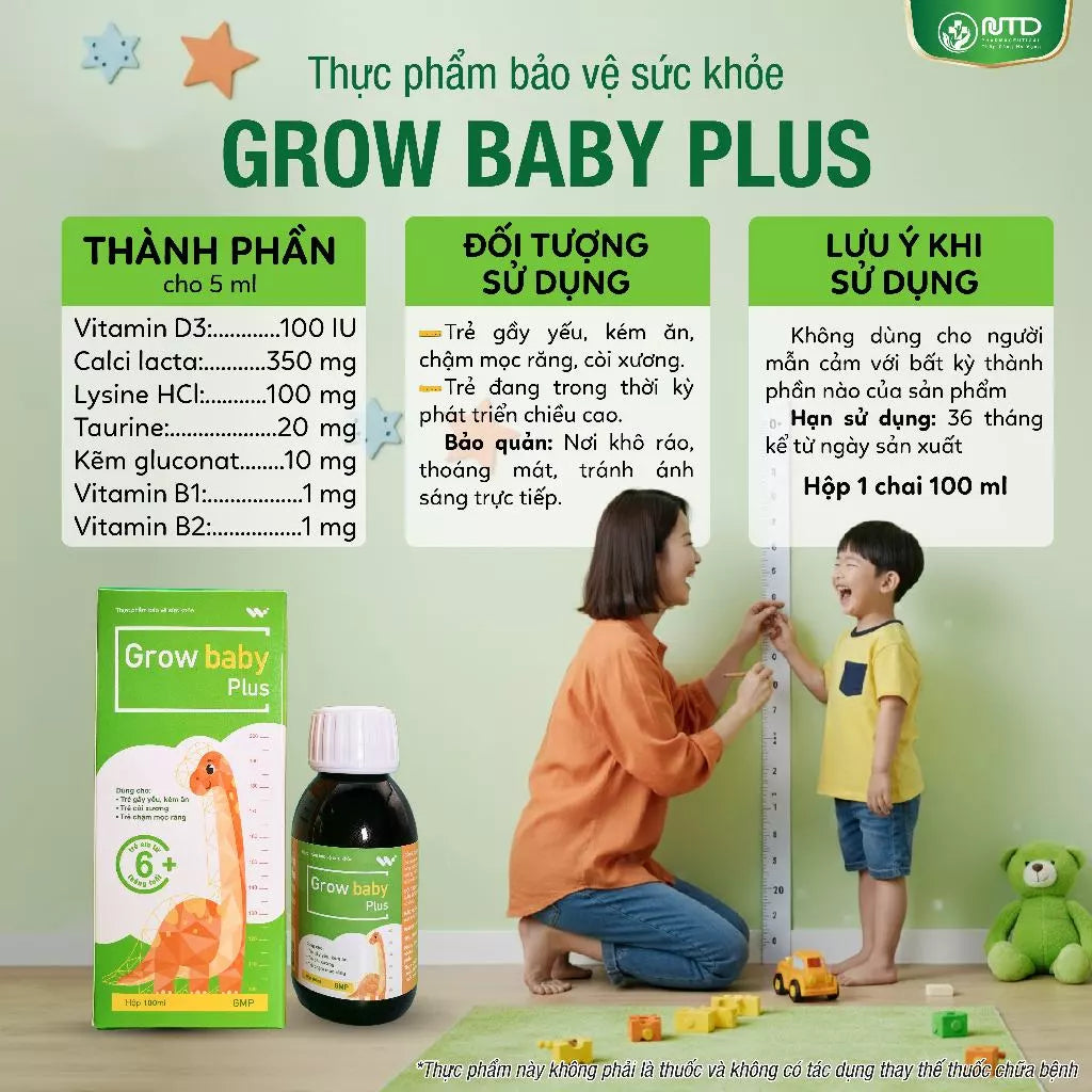 Grow Baby Plus Height Support Syrup – Supplements Calcium, Zinc, Lysine and helps children eat well