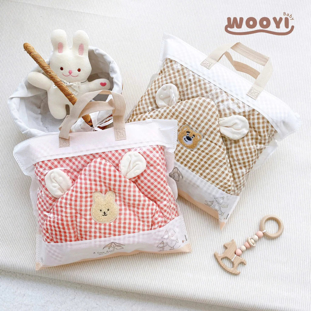 COTTON MUSLIN BLANKET (CHECKED) WITH VELVET LINING (WITH FREE BELT) FOR NEWBORN BABIES - WOOYI