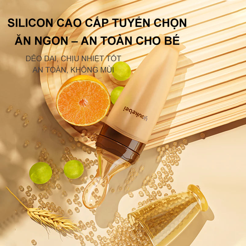 Youkebei 120ml Silicone Baby Feeding Spoon Bottle, With Volume Marking, Easy To Feed Porridge, Powder, Milk